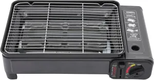 Camping Grill Set, Portable Butane Gas Stove with Grill Grate, Food Clip, Grilling Net, Perfect for Outdoor Cooking, Camping or Tailgating | Grilling and Broiling