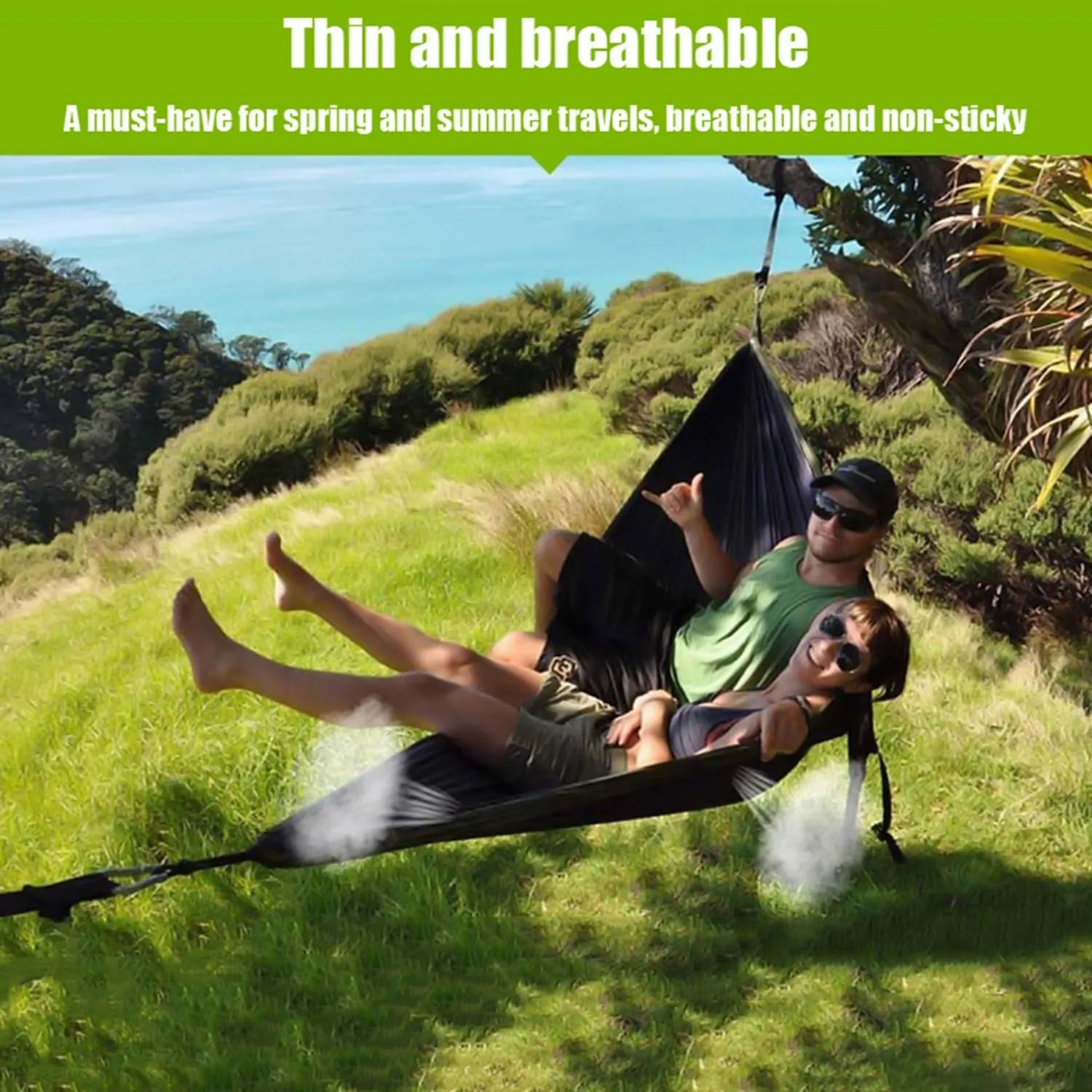 Camping Hammock 210T Nylon Breathable Hammock Tent with Tree Straps & Aluminum Alloy Carabiners Travel Hammock Quick Drying for Hiking Backpacking Garden (Color : A, Size : 220x90cm)