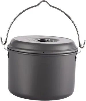 Camping Hiking Hard Anodized Aluminum Pot Picnic Pot Folding Handle Cook Kit Backpacking Pot