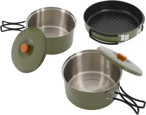 Camping kitchenware set Stainless steel outdoor cooking pot, pan with tote bag