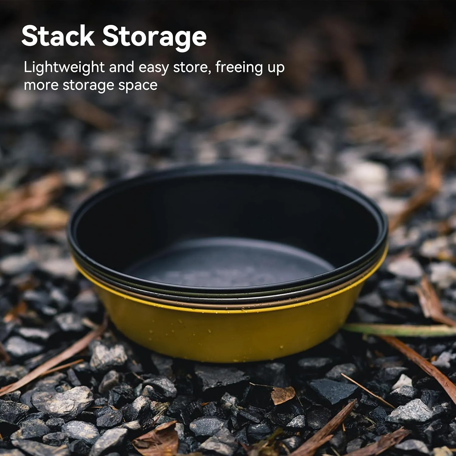 Camping Plates 2pcs Set, Stainless Steel Deep Round Plates, Insulated Dinnerware Cookware, Yellow
