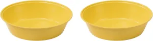 Camping Plates 2pcs Set, Stainless Steel Deep Round Plates, Insulated Dinnerware Cookware, Yellow