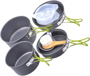 Camping Portable Cooking Kit 2-3 Person Outdoor Cookware Set Aluminum Pan