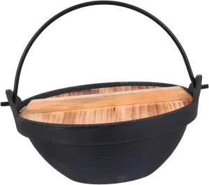 Camping Pot Cast Iron Soup Pot Lid Easy Wash Non-stick Hot Pot Set for Outdoor Cooking
