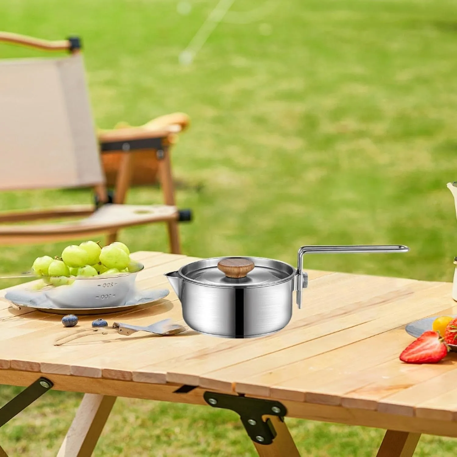 Camping Pot Cooking Pot Cooking Equipment with Lid Cover Stockpot Camping Cookware for Camping Enthusiasts Beach Travel Trips