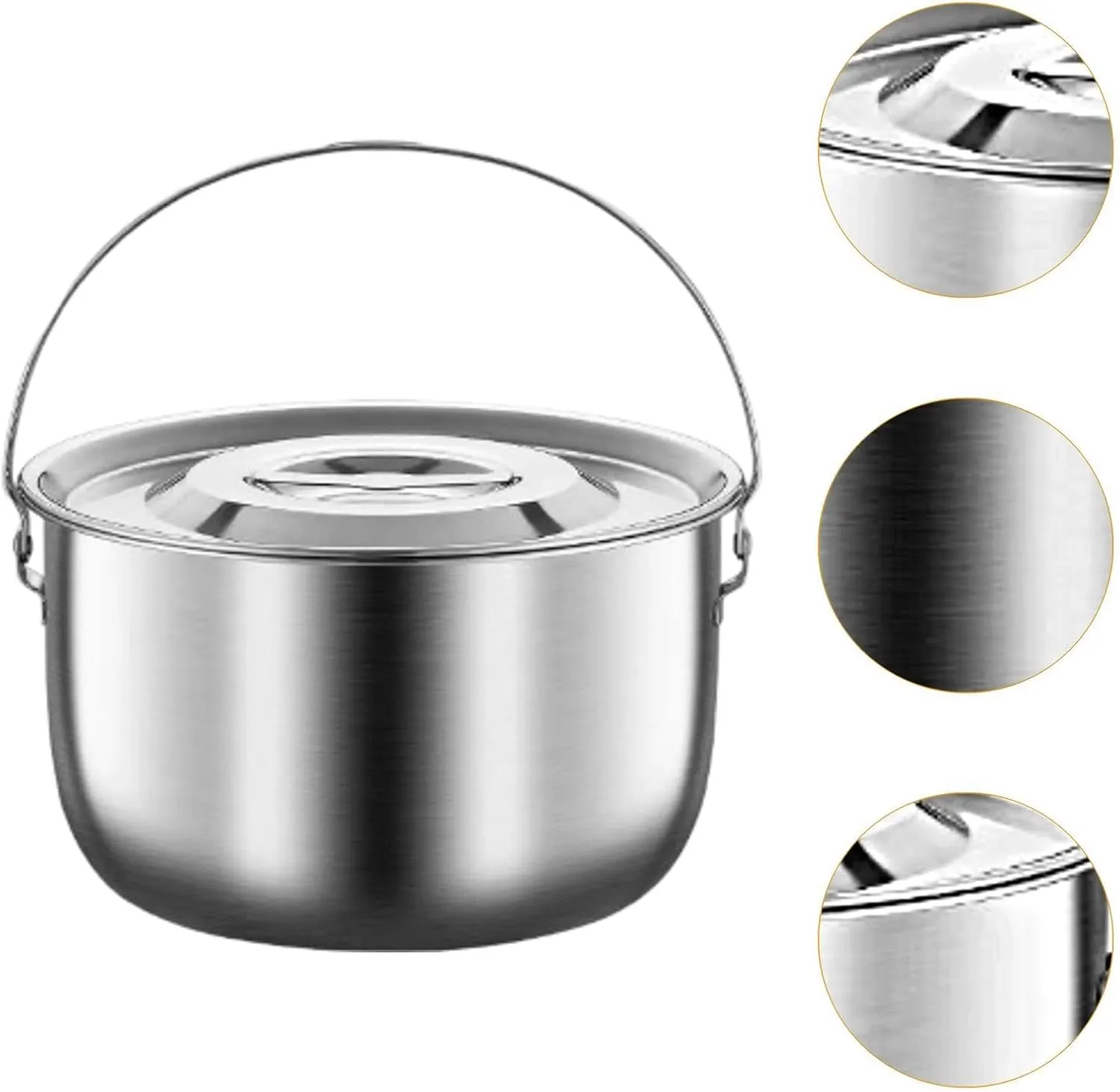 Camping Pot Cooking Pot,Multipurpose,Cookware with Lid and Handle for Commercial,Kitchen,Camping,Party Home, 5.0L