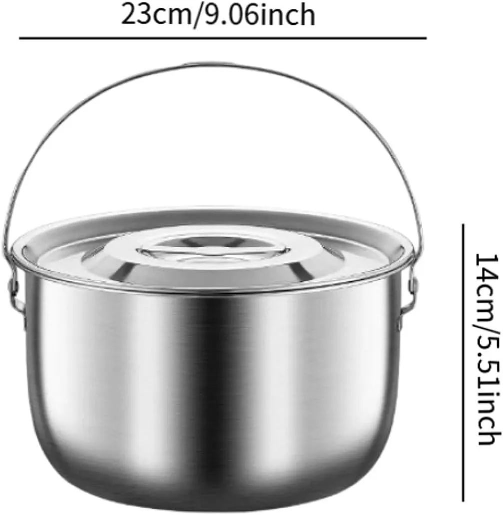 Camping Pot Cooking Pot,Multipurpose,Cookware with Lid and Handle for Commercial,Kitchen,Camping,Party Home, 5.0L