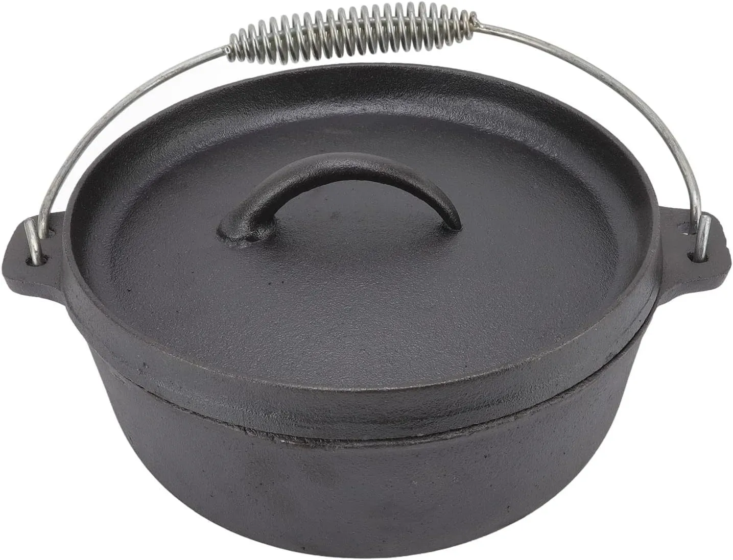 Camping Pot Cookware, Portable Outdoor Cooking Pot with Lid for Picnic Hiking BBQ, Camping Pot Cast Iron Pre Seasoned Prevent Stick Oven for Baking