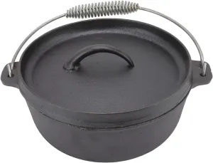 Camping Pot Cookware, Portable Outdoor Cooking Pot with Lid for Picnic Hiking BBQ, Camping Pot Cast Iron Pre Seasoned Prevent Stick Oven for Baking
