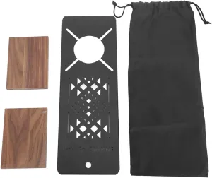 Camping Table Board, Portable Table Board Aluminum Alloy Portable Multifunctional Spider Stove Table Plate with Detachable Wooden Stand for IGT Series Flexible Combination