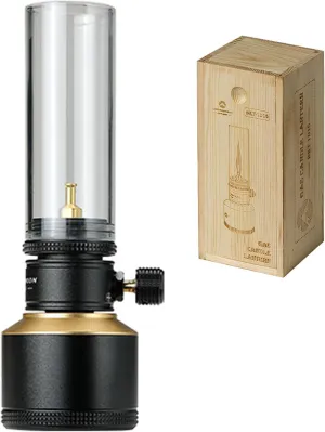 CAMPINGMOON Camping Gas Lantern Gas Candle with Empty Tank Black BKT-1D15