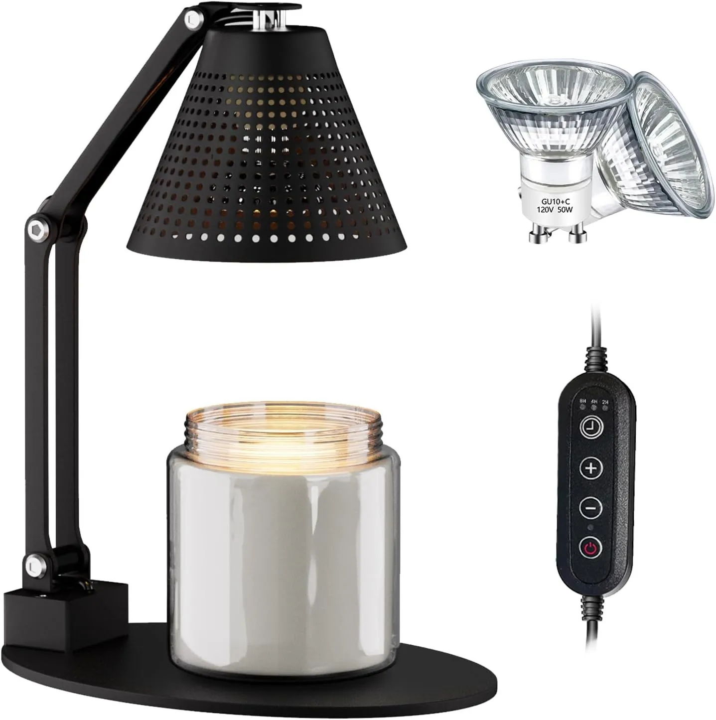 Candle Warmer Lamp, CFGROW Adjustable Dimmable Brightness Candle Warmer Lantern with Timer, Top Warming Candle Light for Scented Wax Melts, 2pcs 50W Bulb Included