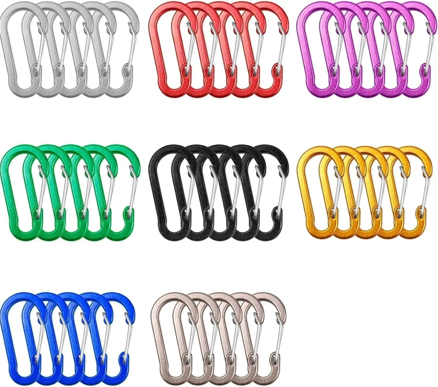 Carabiner,Carabiner Clip, Carabiner Clips Carabiner Clips Mini Aluminum Alloy Keychain Carabiner Clip D Rings for Camping Hiking Fishing Backpacking(Silver 5 Pack)