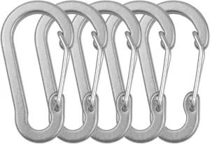 Carabiner,Carabiner Clip, Carabiner Clips Carabiner Clips Mini Aluminum Alloy Keychain Carabiner Clip D Rings for Camping Hiking Fishing Backpacking(Silver 5 Pack)