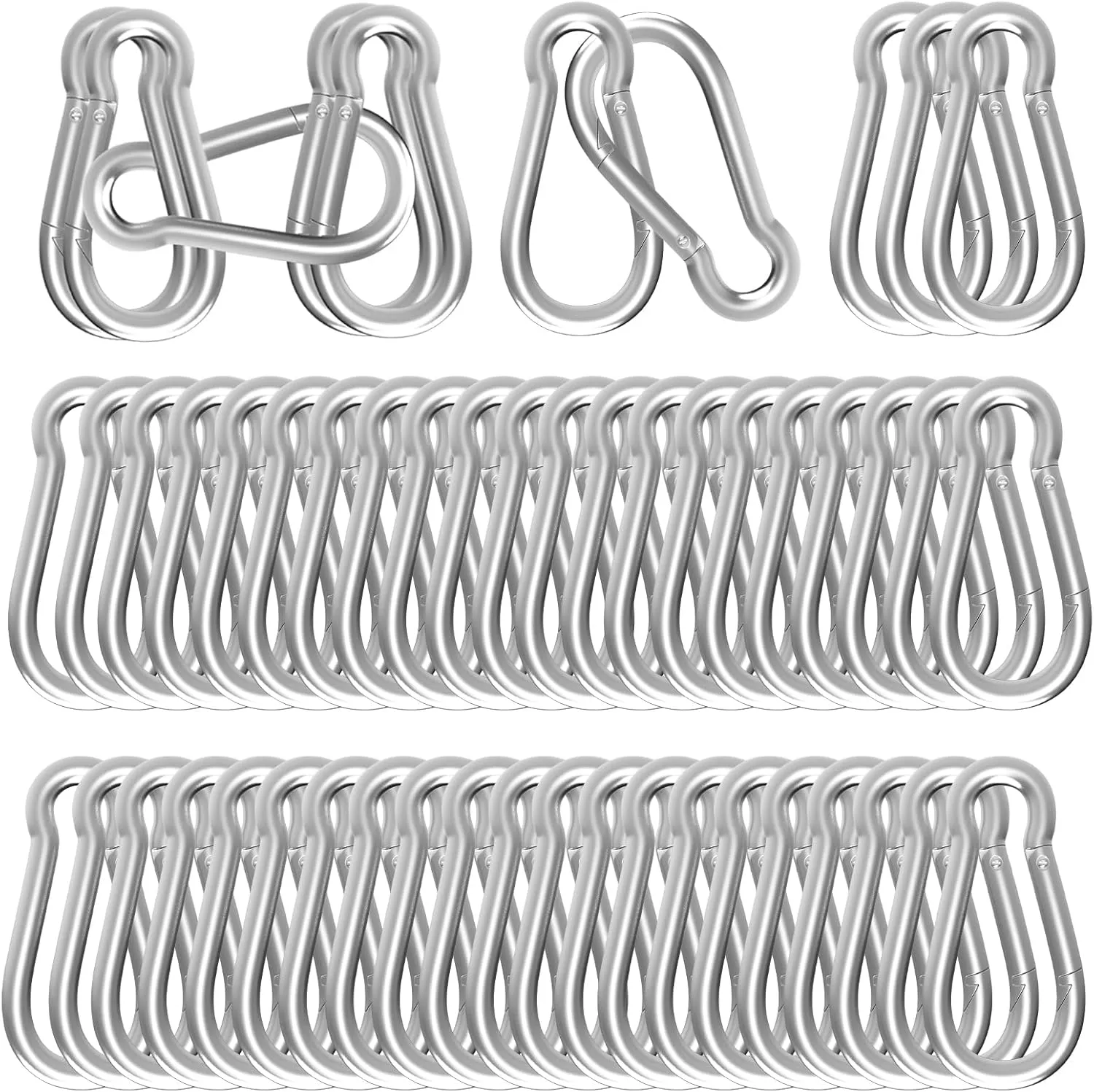 Carabiners Clip Spring Snap Hook,Heavy Duty Galvanized Steel(10&120PcsM6,50PCSM8&30PCSM10) Carabiner,Safety Quick Links Snap Hooks,Spring Clips for Swing Hammock Camping Keychain Outdoor