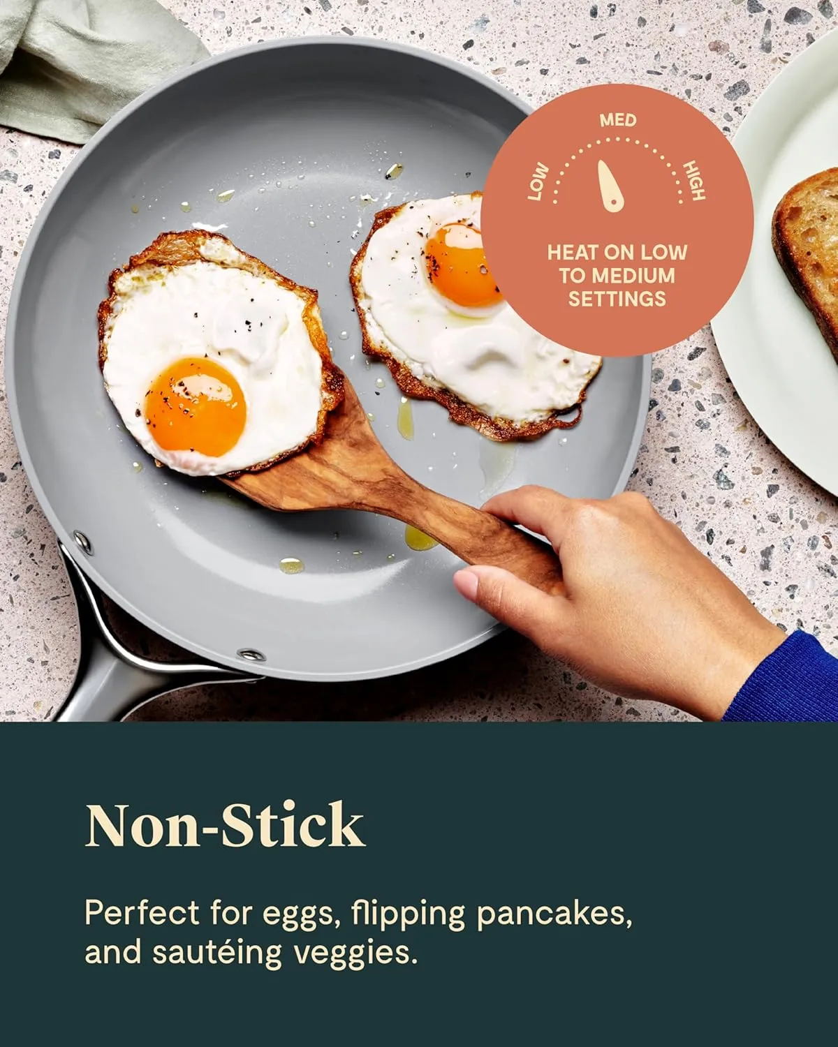 Caraway Nonstick Ceramic Frying Pan With Glass Lid (2.7 qt, 10.5") - Non Toxic, PTFE & PFOA Free - Oven Safe & Compatible with All Stovetops (Gas, Electric & Induction) - Navy