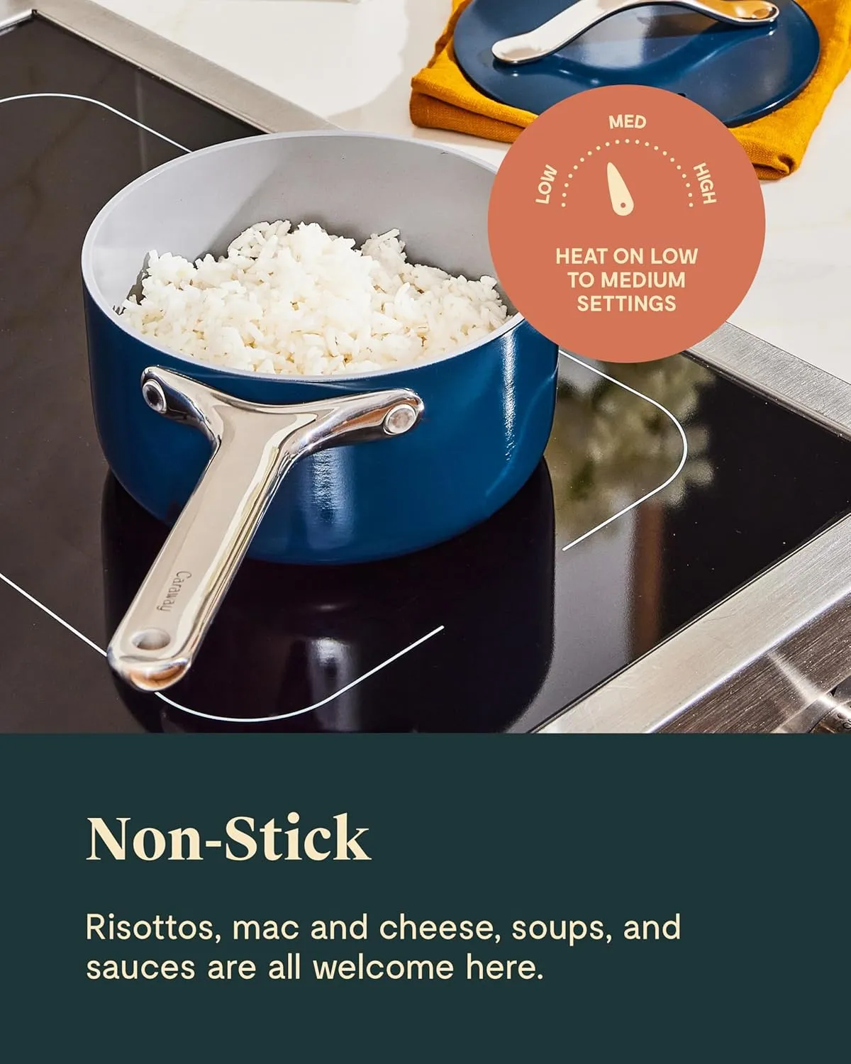 Caraway Nonstick Ceramic Sauce Pan with Lid (1.75 qt) - Non Toxic, PTFE & PFOA Free - Oven Safe & Compatible with All Stovetops (Gas, Electric & Induction) - Gray