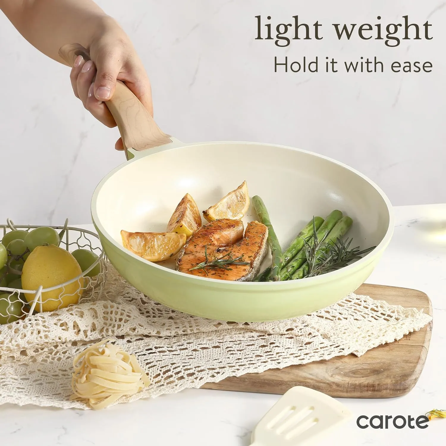 CAROTE 21 Ceramic Cookware Set, Pots and Pans Set Non stick, Cook Ware Set Induction Kitchen Cooking Set Non-toxic Health Induction Cookware, PFAS Free