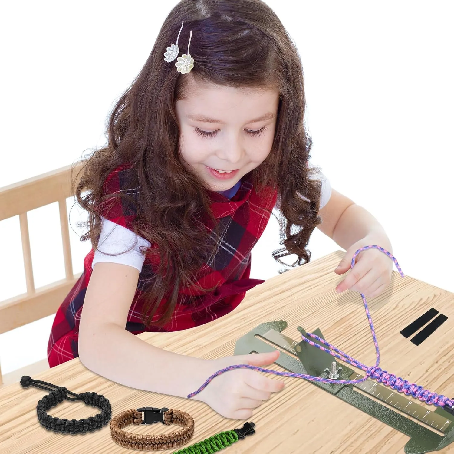 Catcan 2 in 1 Paracord Bracelet Jig, Paracord Bracelet Making Kit, Adjustable Length DIY Craft Monkey Fist Jig Tools 4" to 13" with Free Cord and Buckles