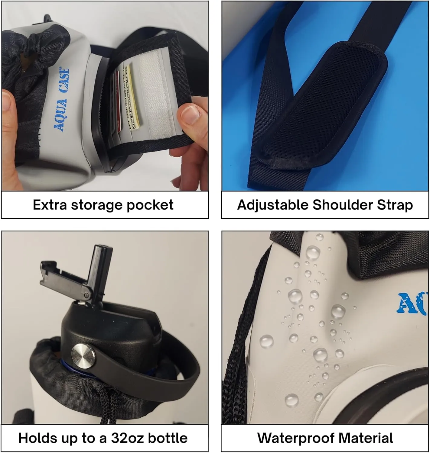 Cell Phone & Water Bottle Crossbody Grey Bag 100% Waterproof Floating Dry Bag Protection for Your Mobile Device During All Water Sports | Sling Carrier for Up to 34oz Travel Tumbler