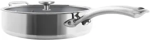 Chantal 3.Clad Tri-Ply 5 quart Non-Stick Saute Pan with Tempered Glass Lid, Ceramic Nonstick Coating