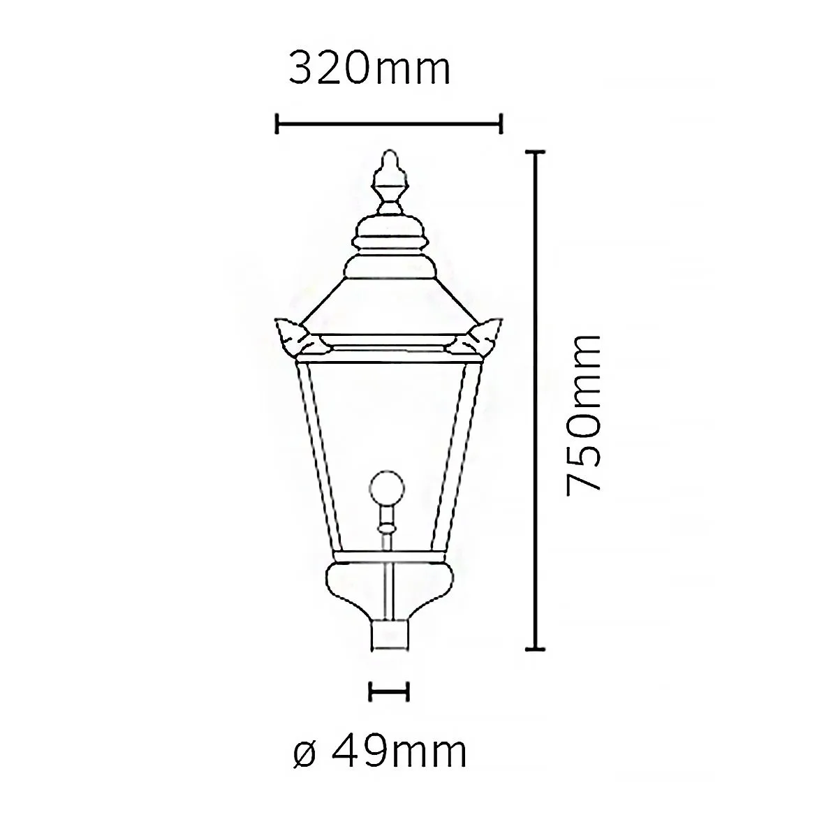 Chelsea 1 Light Grande Lamp Post Head Only | Copper