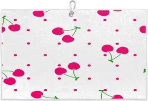 Cherries Golf Towel with Heavy Duty Carabiner Clip Quick Dry Ultra Absorbent Club Ball Cleaning Towel Golf Accessories for Men Women