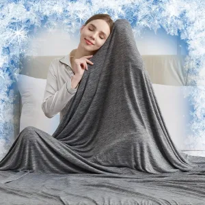 CHOSHOME Cooling Blanket Throw, Double Sided Cooling Blankets for Hot Sleepers, Arc-Chill Q-Max>0.5 Cold Blanket, Lightweight Breathable Summer Blankets for Couch, Bed, Sofa, Camping, 50" x 70", Black