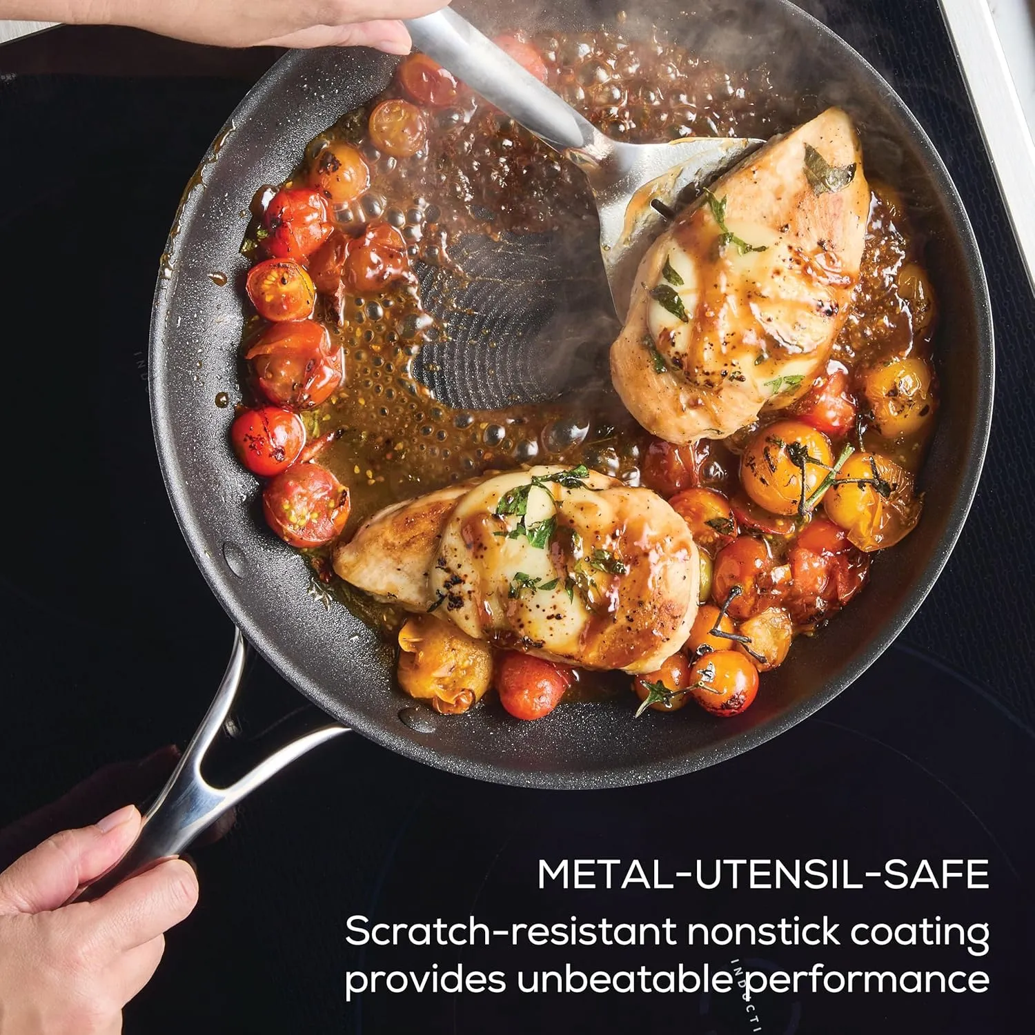 Circulon C1 Series Clad Stainless Steel with ScratchDefense Technology Cookware Nonstick Induction Frying Pans/Skillets with Lids, Metal Utensil Safe, 6 Piece Set - Polished Stainless Steel