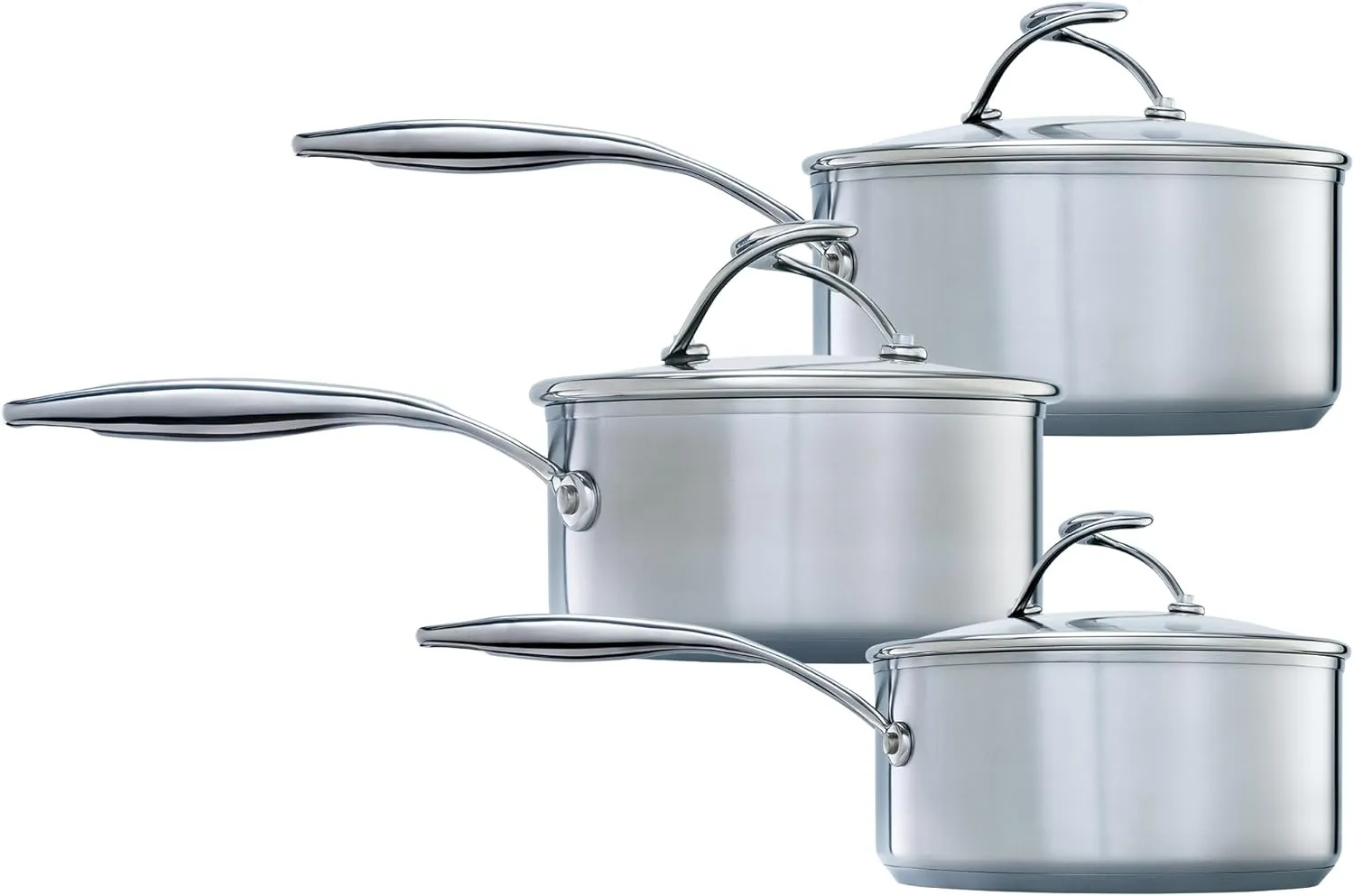 Circulon - S Series - SteelShield - Induction 3 Piece Saucepan Set- 16/18/20cm - Non stick - Dishwasher Safe - Stay Cool Handles and glass lids