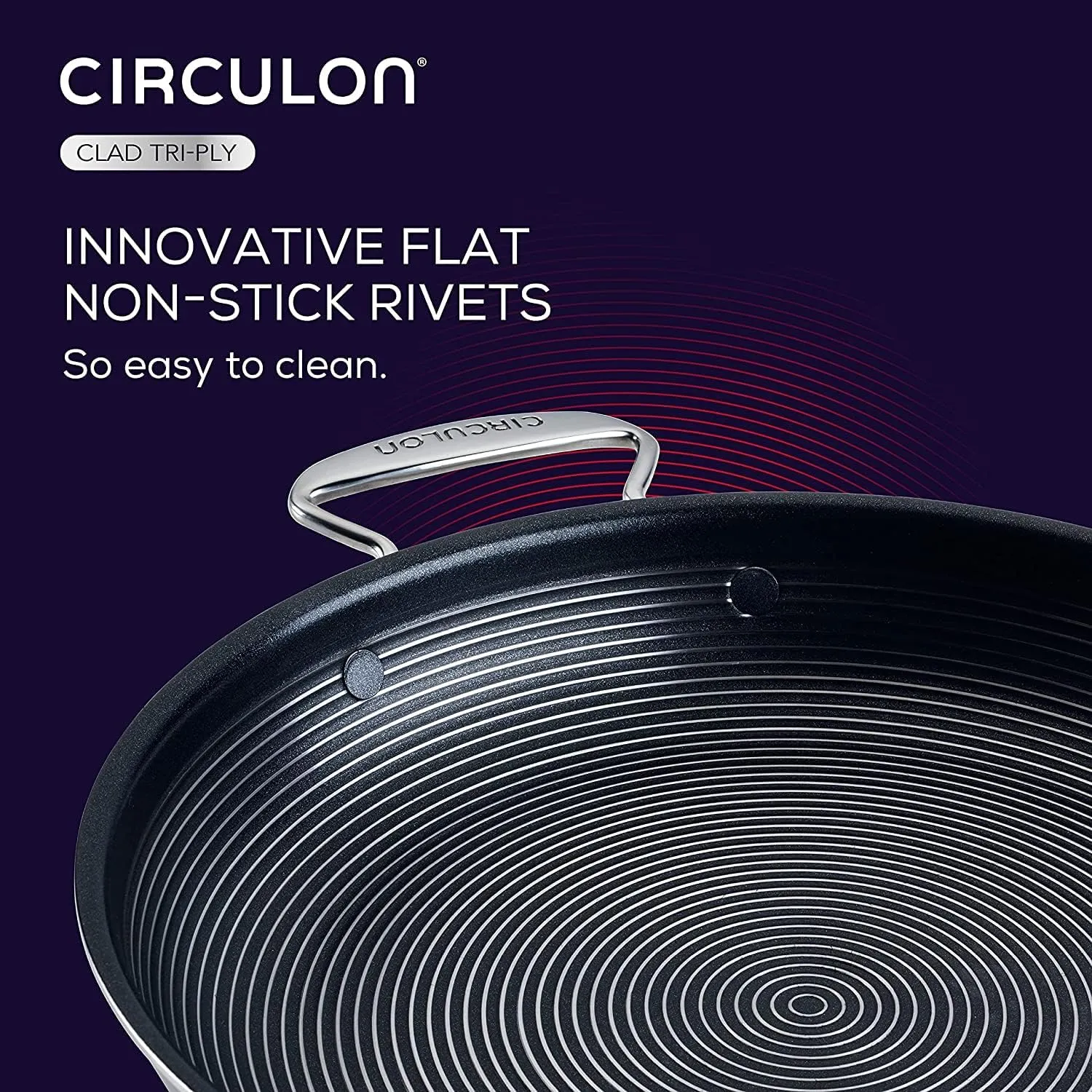 Circulon SteelShield C Series Stainless Steel Frying Pan 25cm - Induction Frying Pan with Hybrid Non Stick, Metal Utensil Safe & Dishwasher Safe Cookware