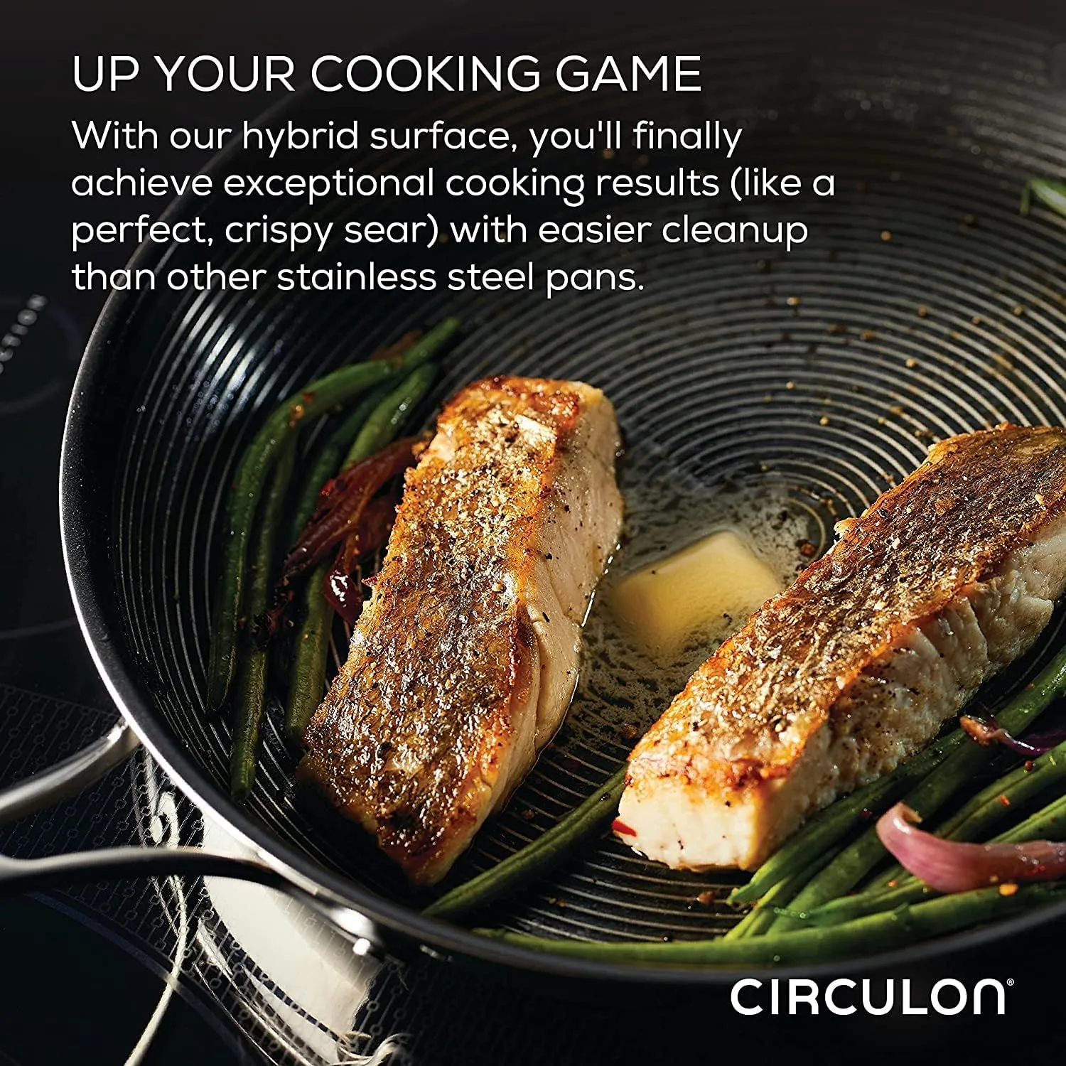 Circulon SteelShield C Series Stainless Steel Frying Pan 25cm - Induction Frying Pan with Hybrid Non Stick, Metal Utensil Safe & Dishwasher Safe Cookware