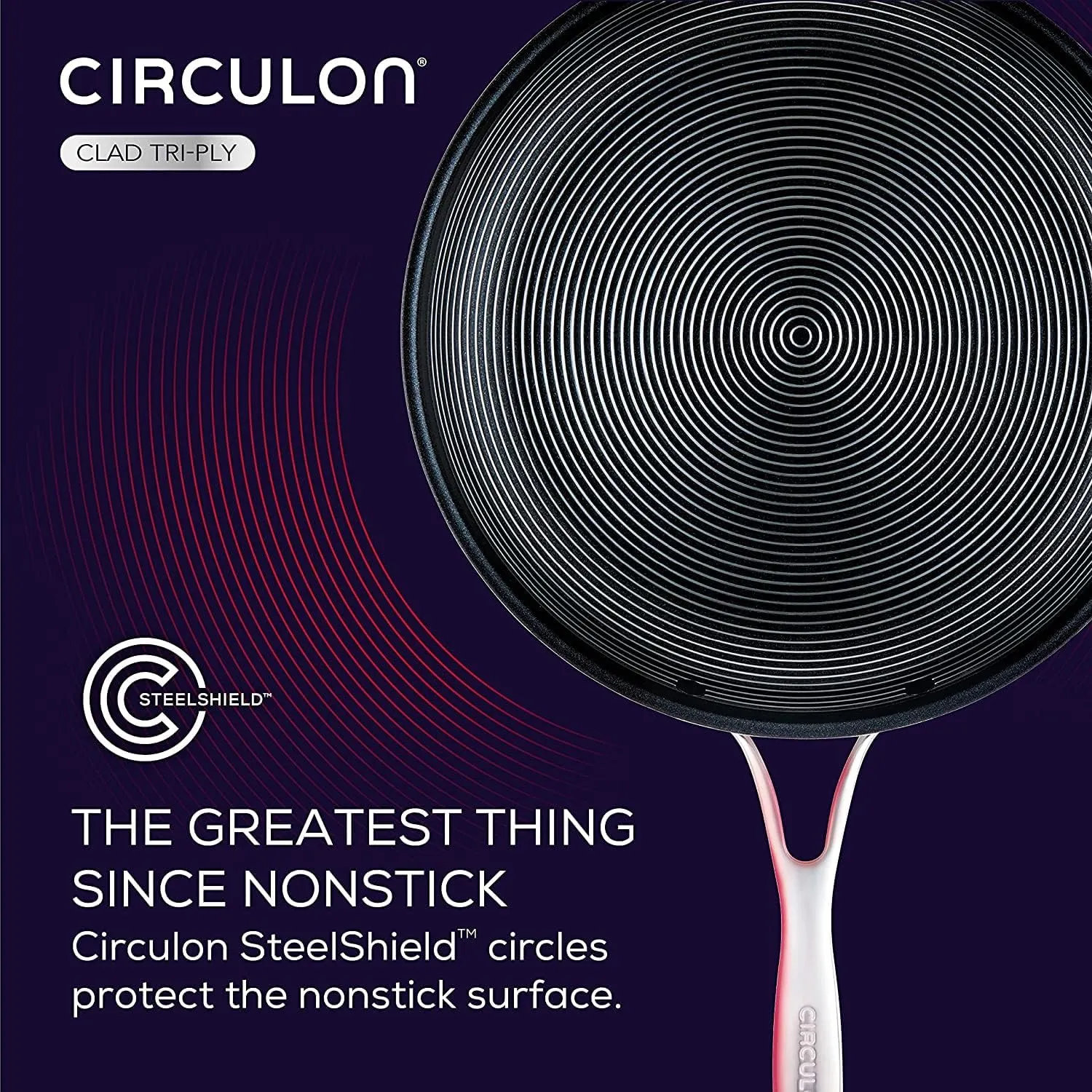 Circulon SteelShield C Series Stainless Steel Frying Pan 25cm - Induction Frying Pan with Hybrid Non Stick, Metal Utensil Safe & Dishwasher Safe Cookware
