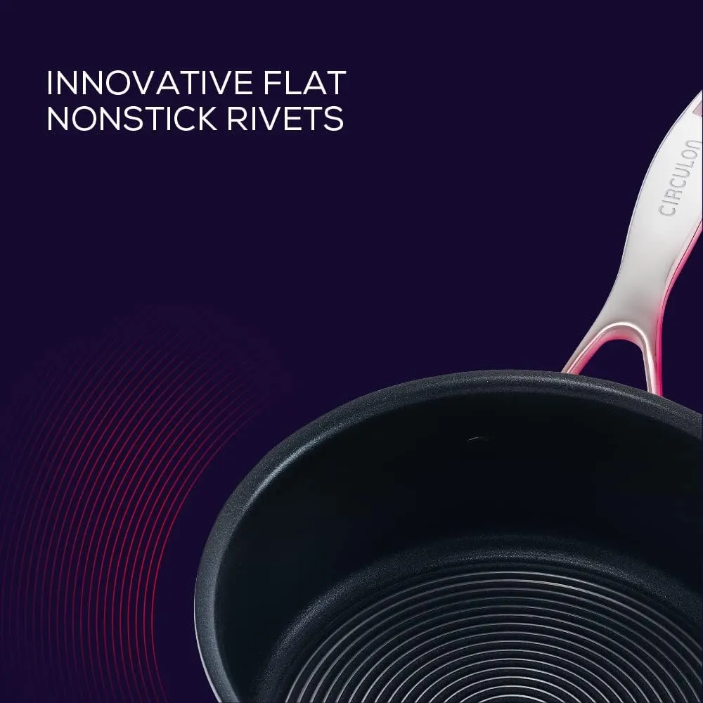 Circulon SteelShield C Series Stainless Steel Saucepan Set of 3, 16/18/20cm - Induction Saucepans with Lids - Hybrid Non Stick, Metal Utensil Safe & Dishwasher Safe Cookware