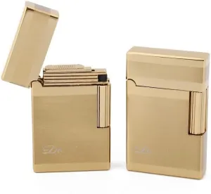 Classic Grinding Wheel Lighter, Flint Side Slide Igniter, Adjustable Soft Flame Lighter Butane Refillable Gas Lighter, for Cigarette/Cigar/Candle Gift Box Packaging, Gold
