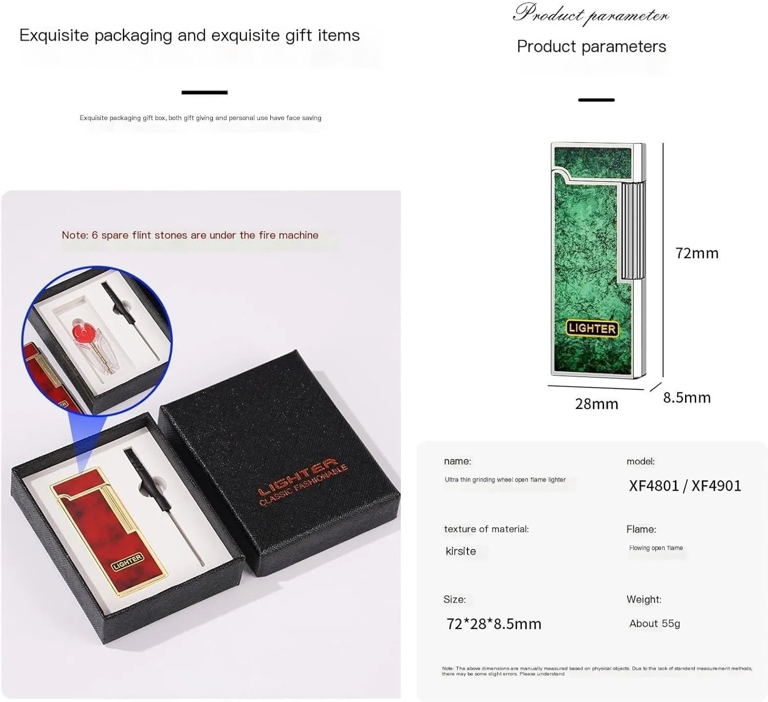 Classic Painted Flip-Top Butane Lighter, Retro Metal Slanted Flame Design, Old-Style Sliding Grinding Wheel, Refillable Gas Portable Lighters for Candle Camping (No Fuel Included)(Green2)