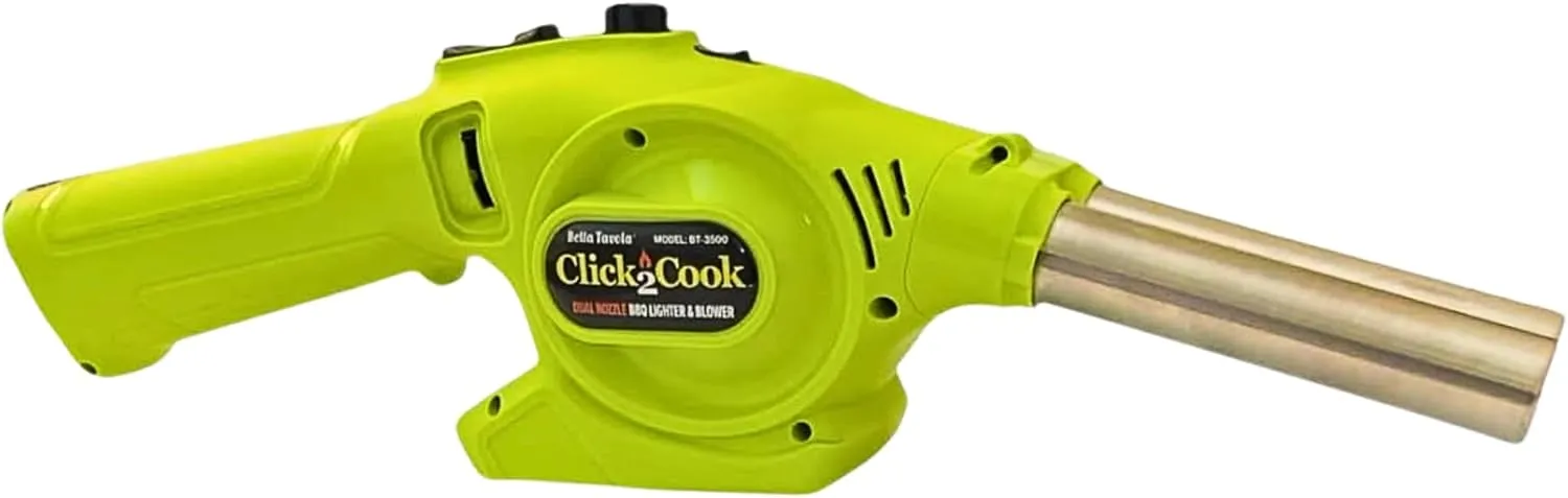 Click2Cook Dual Nozzle BBQ Lighter & Blower - Portable, Refillable, Charcoal & Searing Torch with Stainless Steel Nozzles