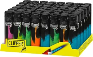 Clipper - Classic Jet Flame - Refillable Jet Flame Torch Lighter in Clipper Iconic Shape - Adjustable Windproof Flame - Reuse Over and Over with Butane Refill - 48 Pack - Dark Nebula