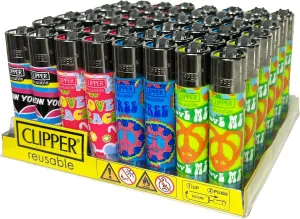 Clipper - Tray of 48 Reusable Lighters - Psychedelic Hippie