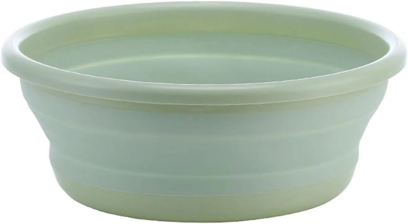 Collapsible wash Basin Collapsible Portable Wash Basin DishpanTravel Silicone Plastic Storage Basket Household Outdoor Student Dormitory Laundry Tub(Green,Medium)