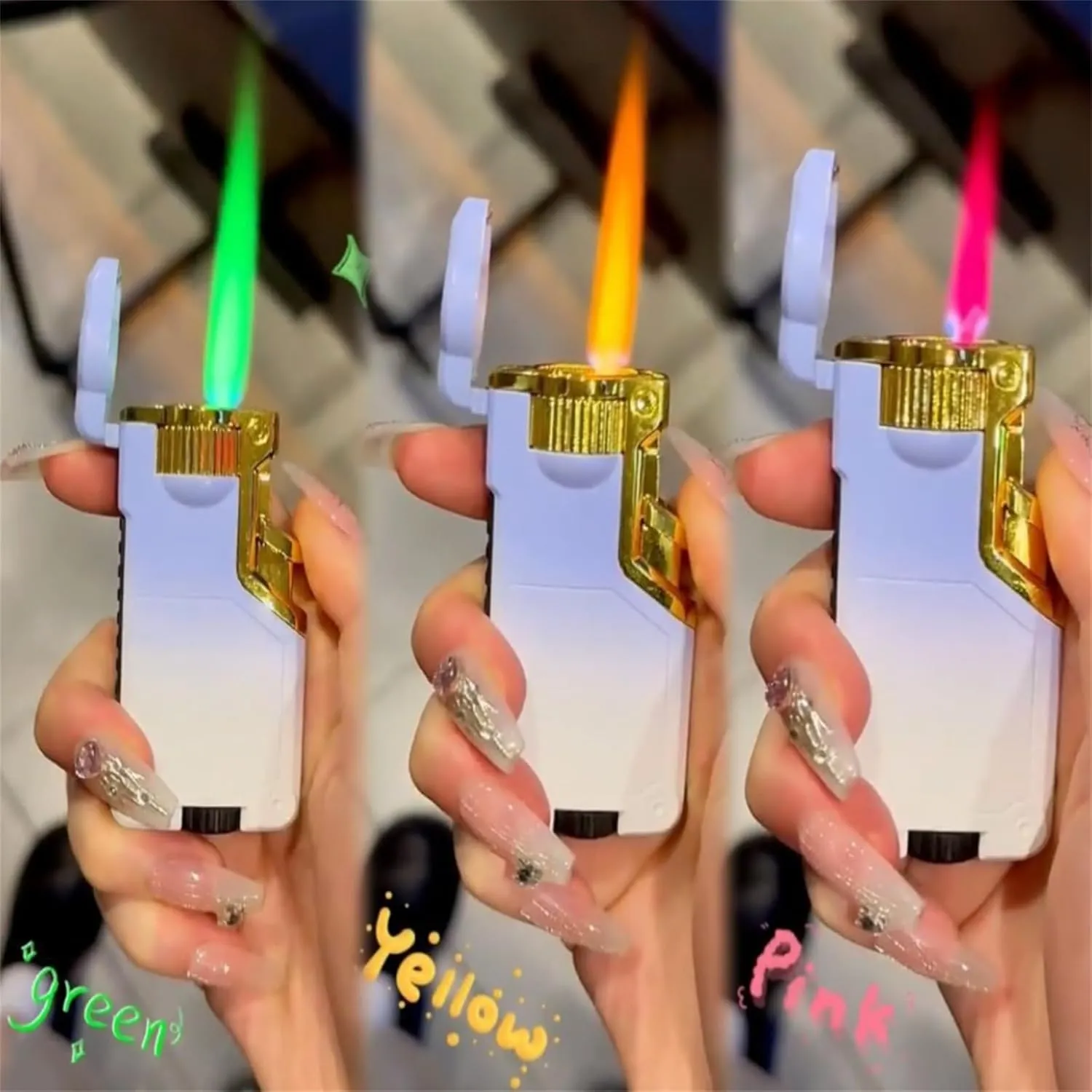 Color Changing Flame Waterproof Lighter Torch Lighters Butane Butane Torch Lighter for BBQs Camping (D8)