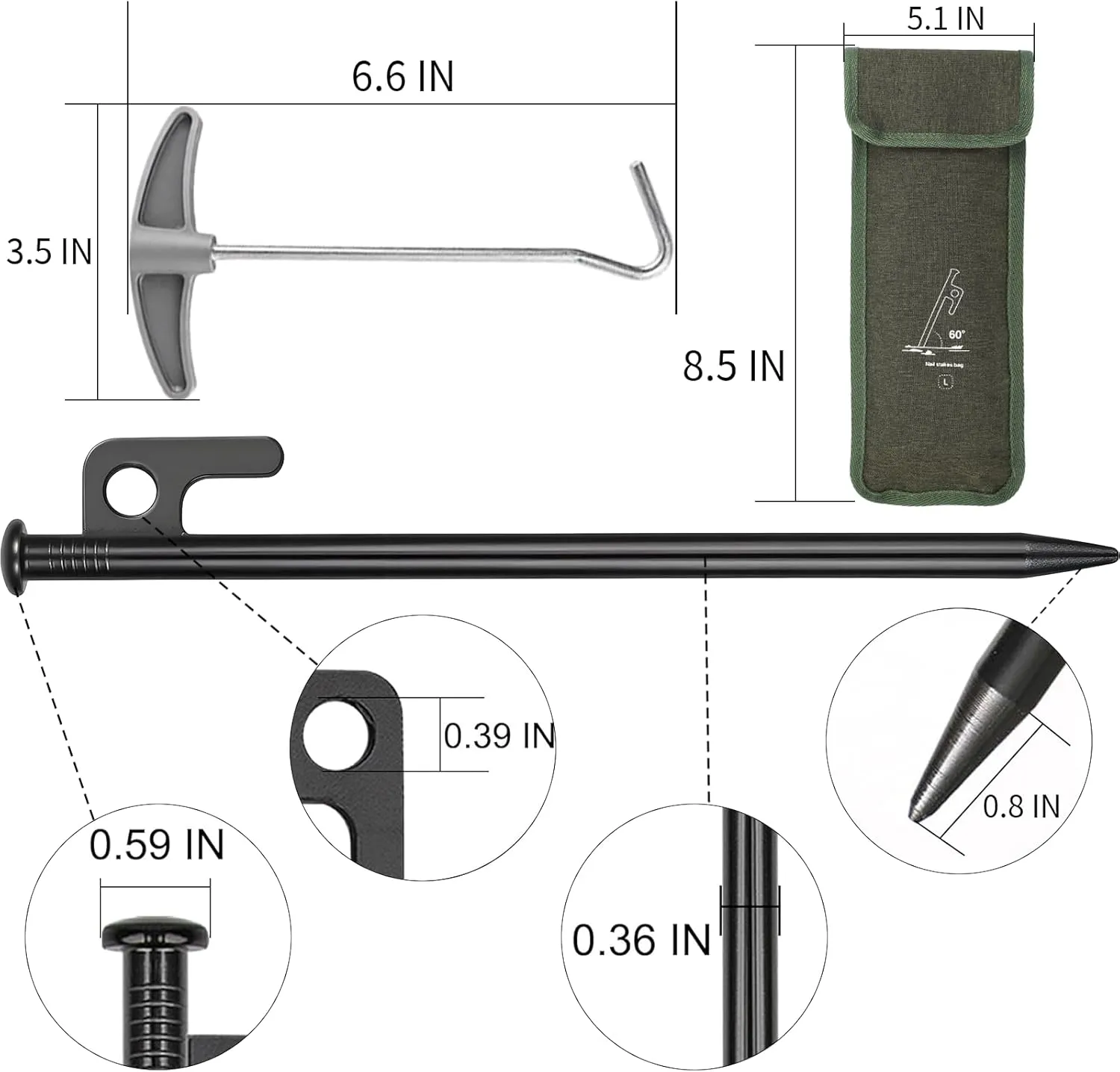 CONBOLA Camping Rope with Tent Stakes Set, 1/8" Adjustable Rope Hanger with Heavy Duty Metal Tent Pegs Tarp Straps Pulley System for Camping,Canopy,Kayak,Plants Grow Light.(4 Pack)
