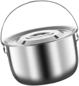 Cooking Pot Stainless Steel Camping Pot Container with Handle and Lid for Restaurant Cooking Party Home, 5.0L