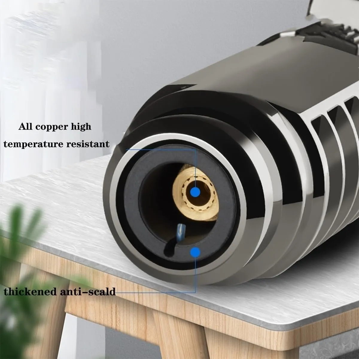 Cooking Windproof Butane Lighter, Refillable Gas Lighter, Metal Portable Lighter for BBQ Candle Camping (Butane Gas Not Included)(Black)