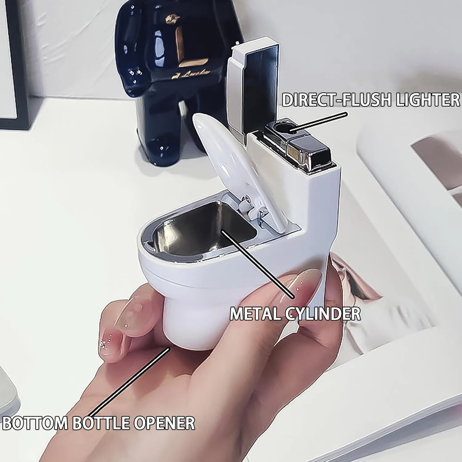 Cool Torch Lighters Refillable Creative Toilet Shape Windproof Jet Flame Lighter for Gifts Fireplace Candle Camping BBQ (Without Butane Gas) (21)