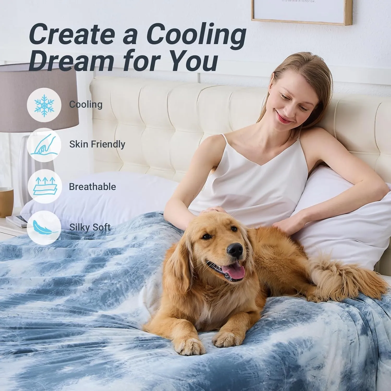 Cooling Comforter Queen Size, Summer Cooling Blankets for Hot Sleepers and Night Sweats, Lightweight Breathable Cooling Comforter Bedding for Sofa, Bed, Camping, Office