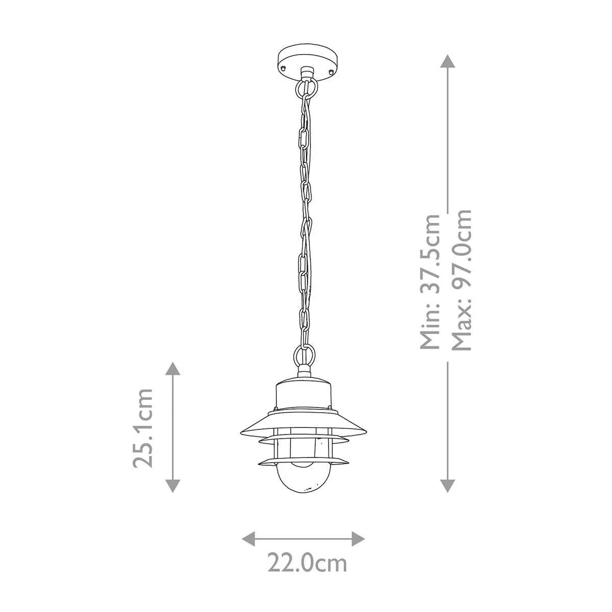 Copenhagen 1 Light Chain Lantern | Black