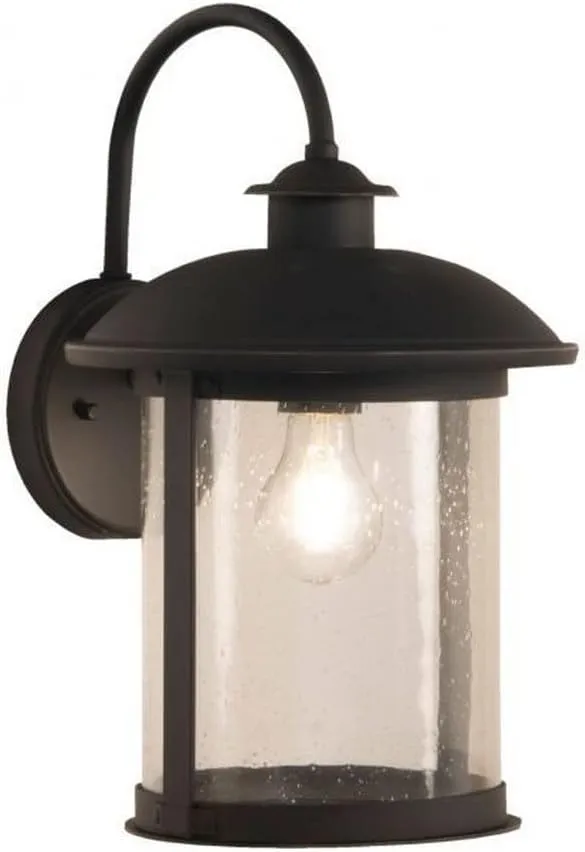Craftmade ZA3214-DBG O'Fallon Clear Seeded Glass Outdoor Lantern/Wall Sconce, 1-Light 60 Watt, 15"H x 10"W, Dark Bronze Gilded