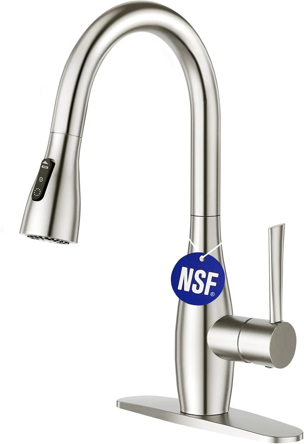 CREA Pull Down Kitchen Faucet with Sprayer 3 Modes,360°Swivel High Arc Kitchen Faucets Single Handle Brushed Nickel Stainless Steel 1 Hole Bar Sink Faucet RV Tap Uitility Laundry Faucet 3 Hole