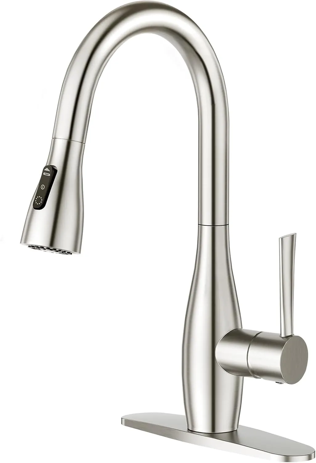 CREA Pull Down Kitchen Faucet with Sprayer 3 Modes,360°Swivel High Arc Kitchen Faucets Single Handle Brushed Nickel Stainless Steel 1 Hole Bar Sink Faucet RV Tap Uitility Laundry Faucet 3 Hole